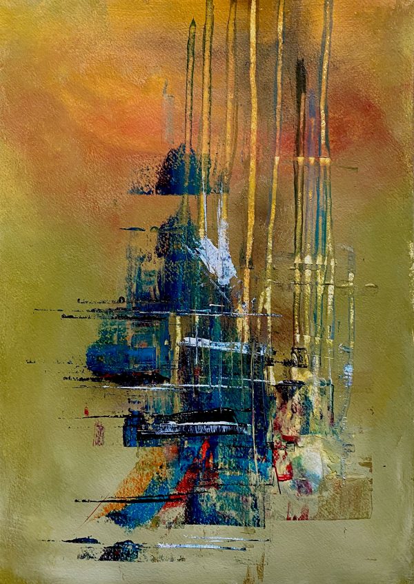 Christine Sparks, Cities in Dust, A3 Acrylic and Watercolour, 2020