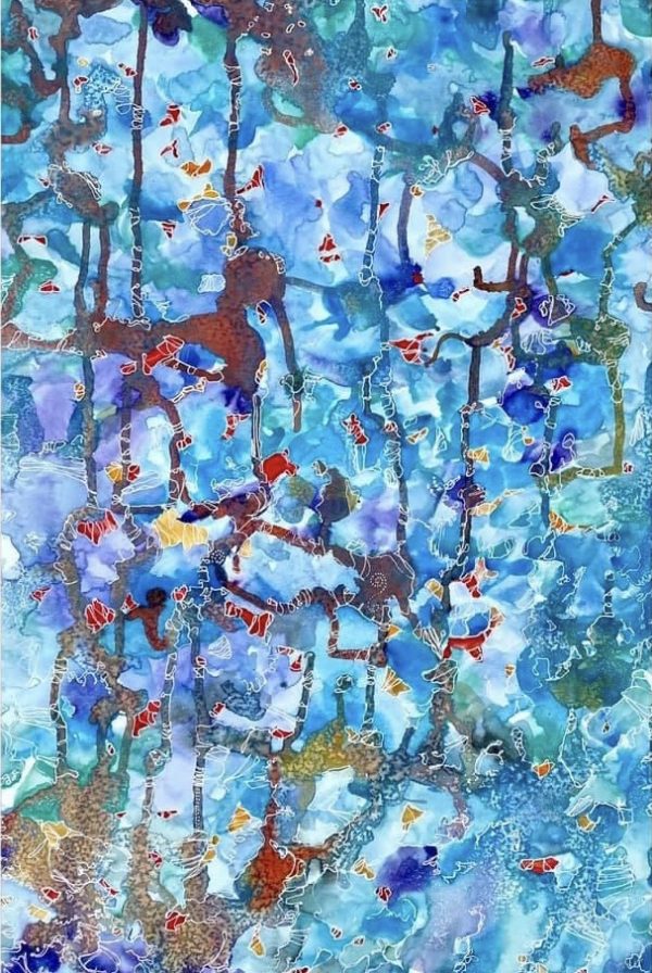 Christine Sparks, Hung with humid nightblue fruit, A2 Watercolour, 2020