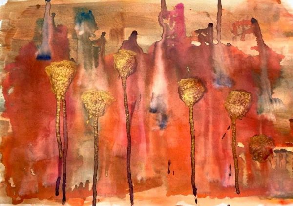Christine Sparks, Outside, the World Awaited Them, A3 Watercolour, 2020